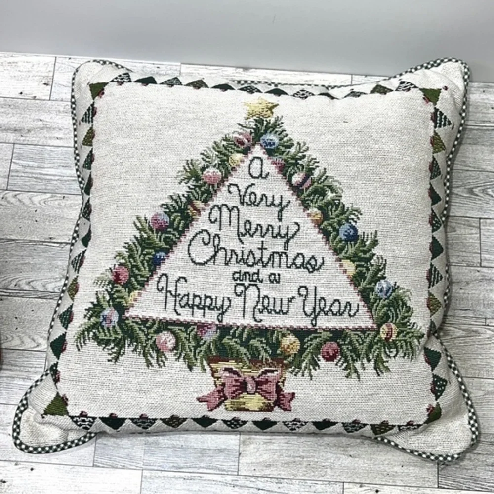 Christmas and New Year Decorative Square Throw Pillow